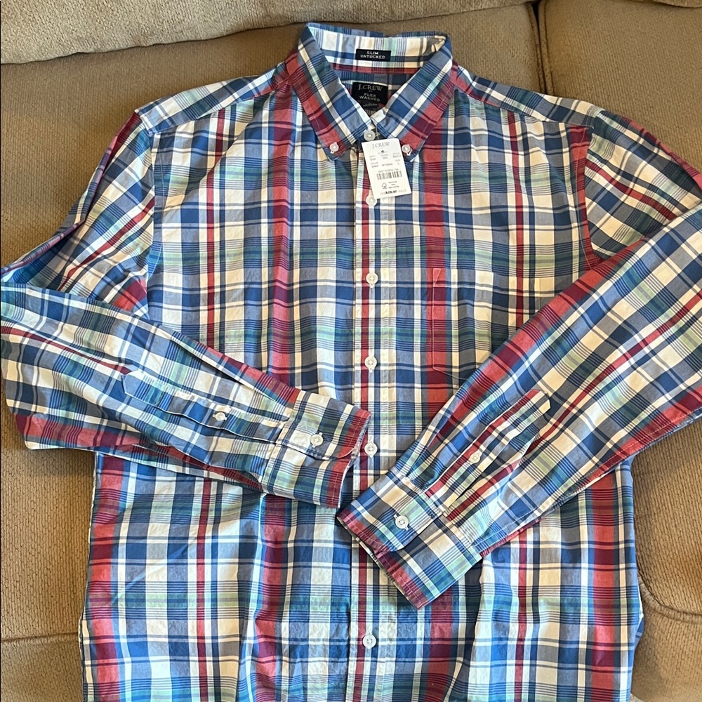 J. Crew Men's Multicolor Plaid Button Down Shirt